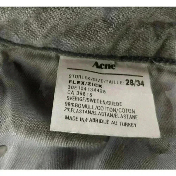 𝅺acne STUDIOS FLEX/ZICK GRAY JEANS DENIM SIZE 28/34 - Picture 9 of 9